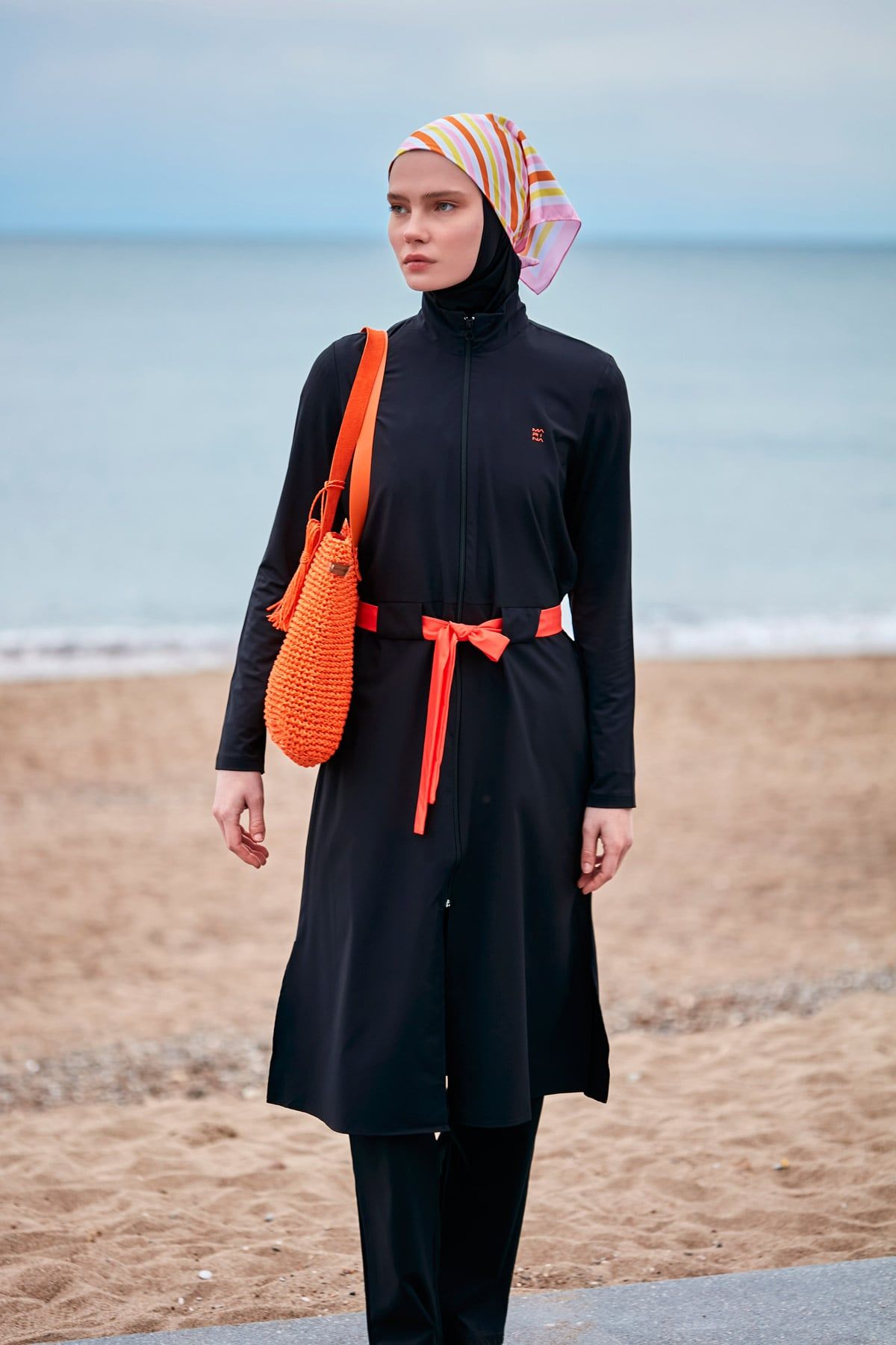 Woven Black Burkini Modest Swimwear 