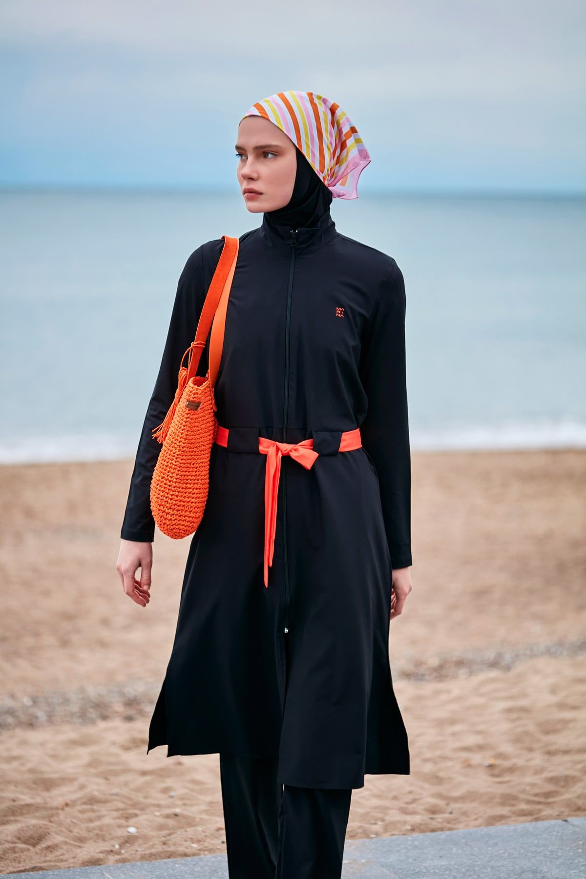 Woven Black Burkini Modest Swimwear 