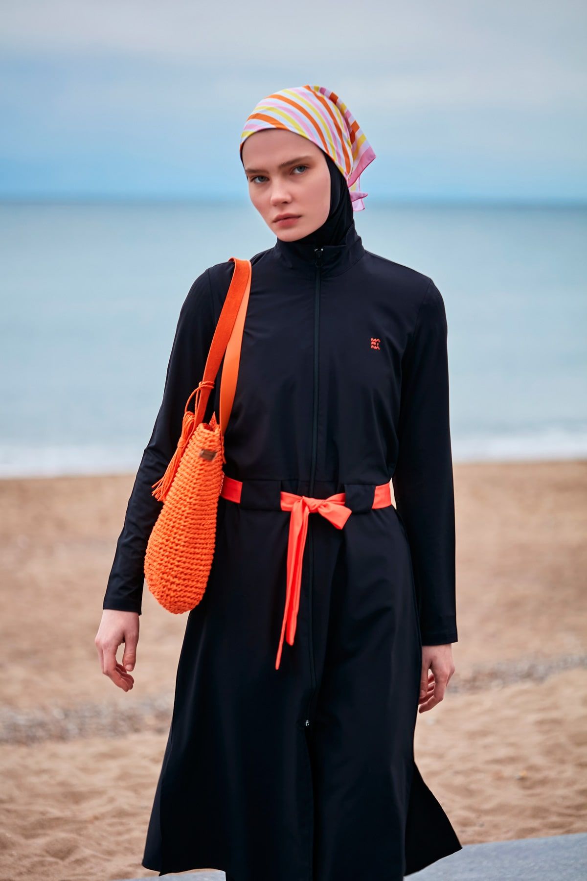 Woven Black Burkini Modest Swimwear 
