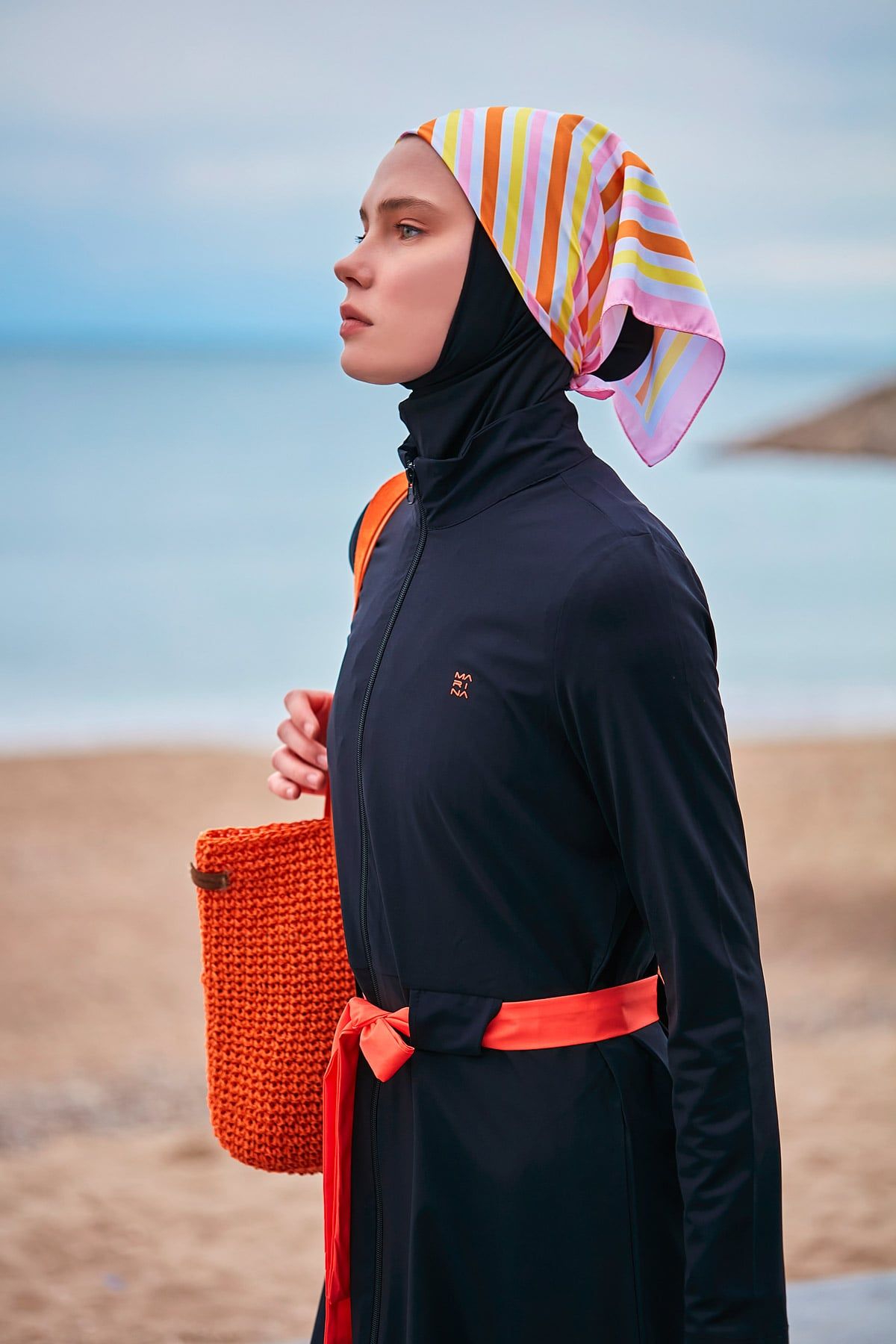 Woven Black Burkini Modest Swimwear 
