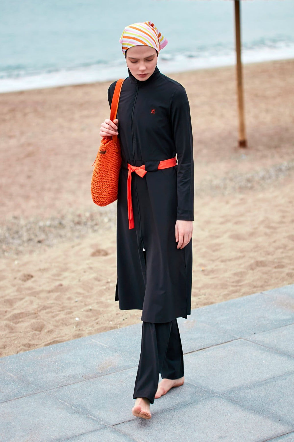 Woven Black Burkini Modest Swimwear 
