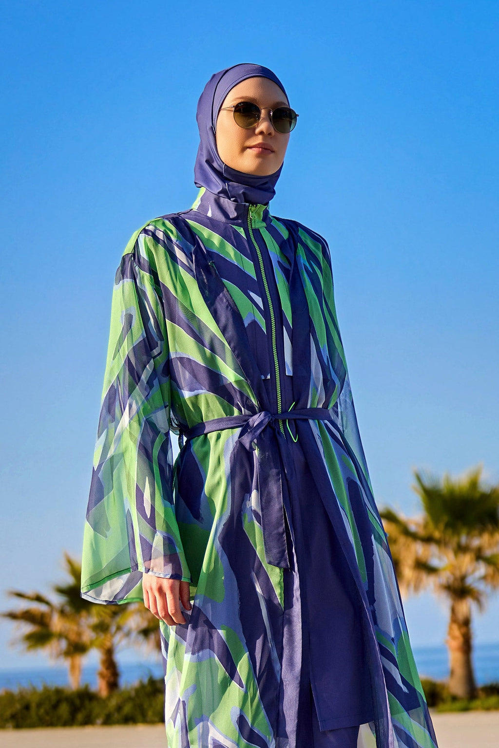 Colorful Patterned Silky Kimono