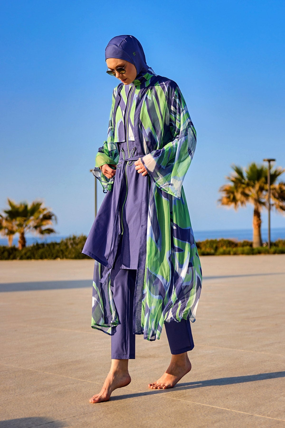 Colorful Patterned Silky Kimono