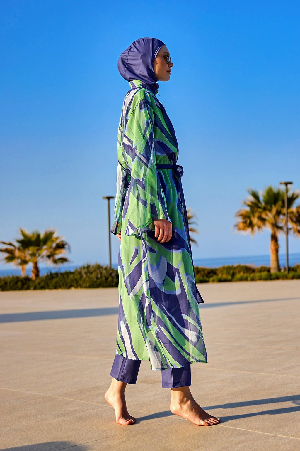 Colorful Patterned Silky Kimono