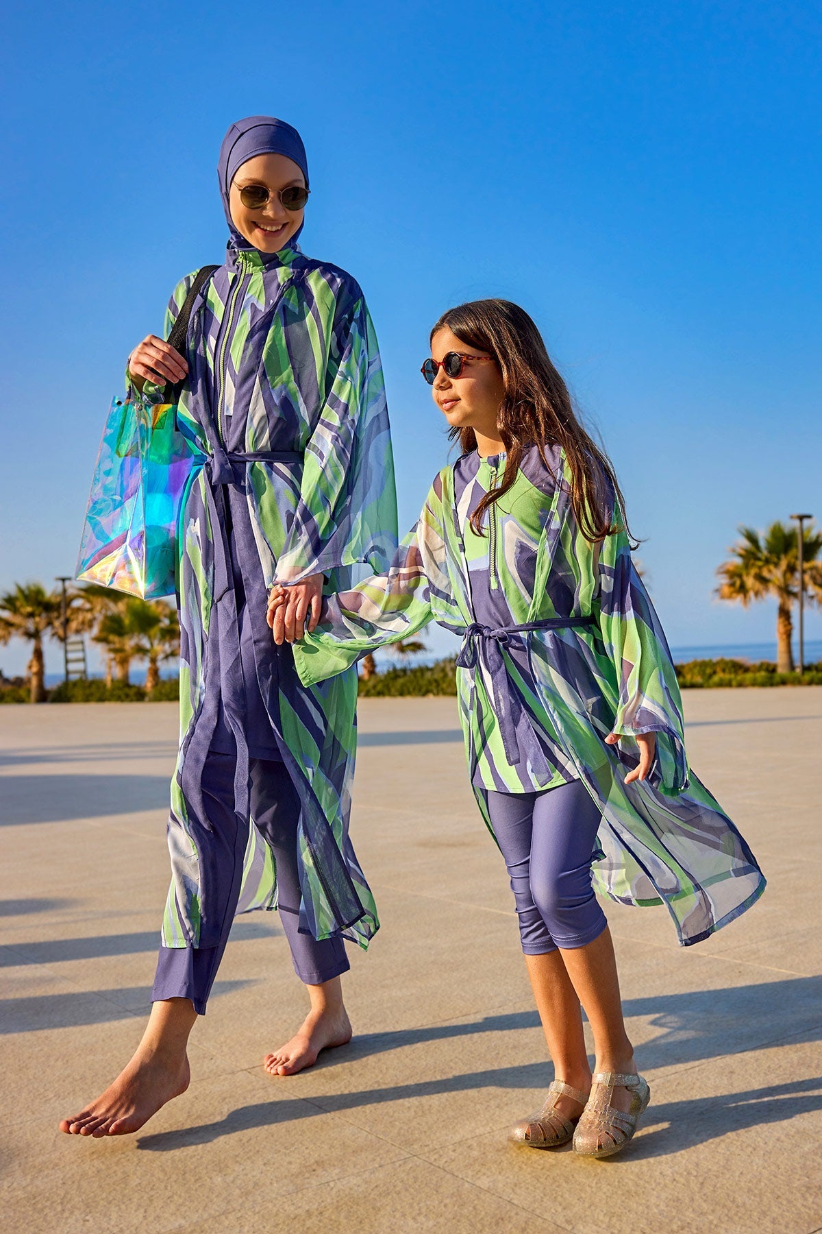 Colorful Patterned Silky Kimono