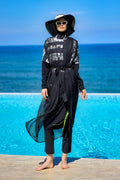 Black Sleeveless Silky Kimono