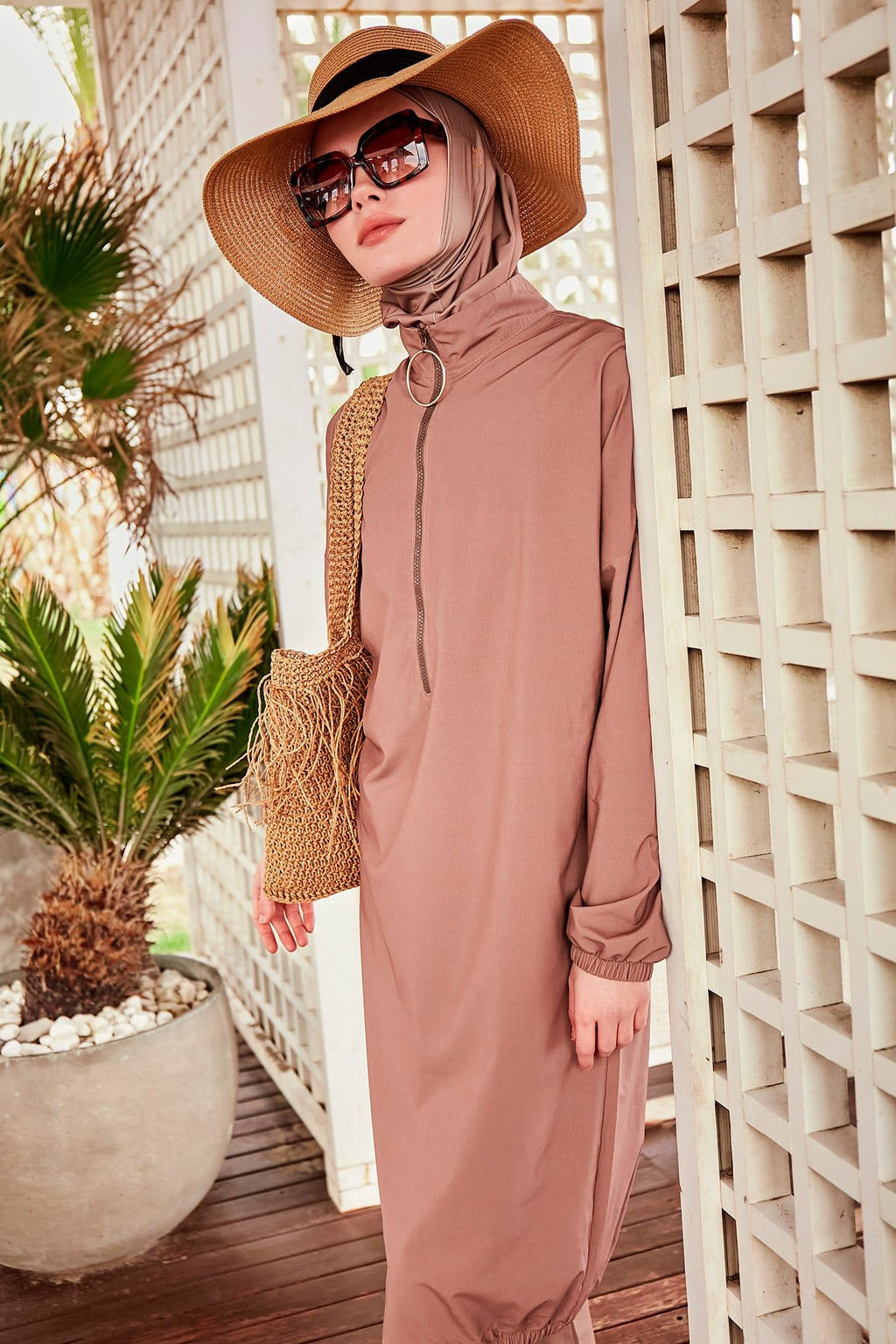 Woven Mink Burkini Modest Swimwear