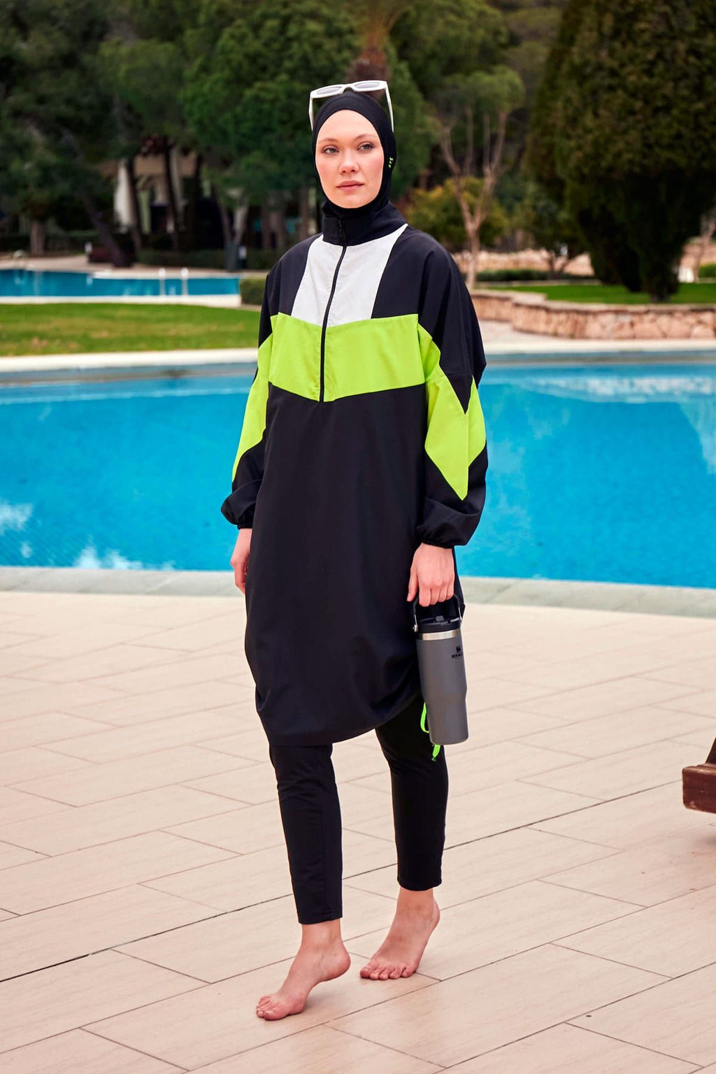 Woven Black Burkini Modest Swimwear